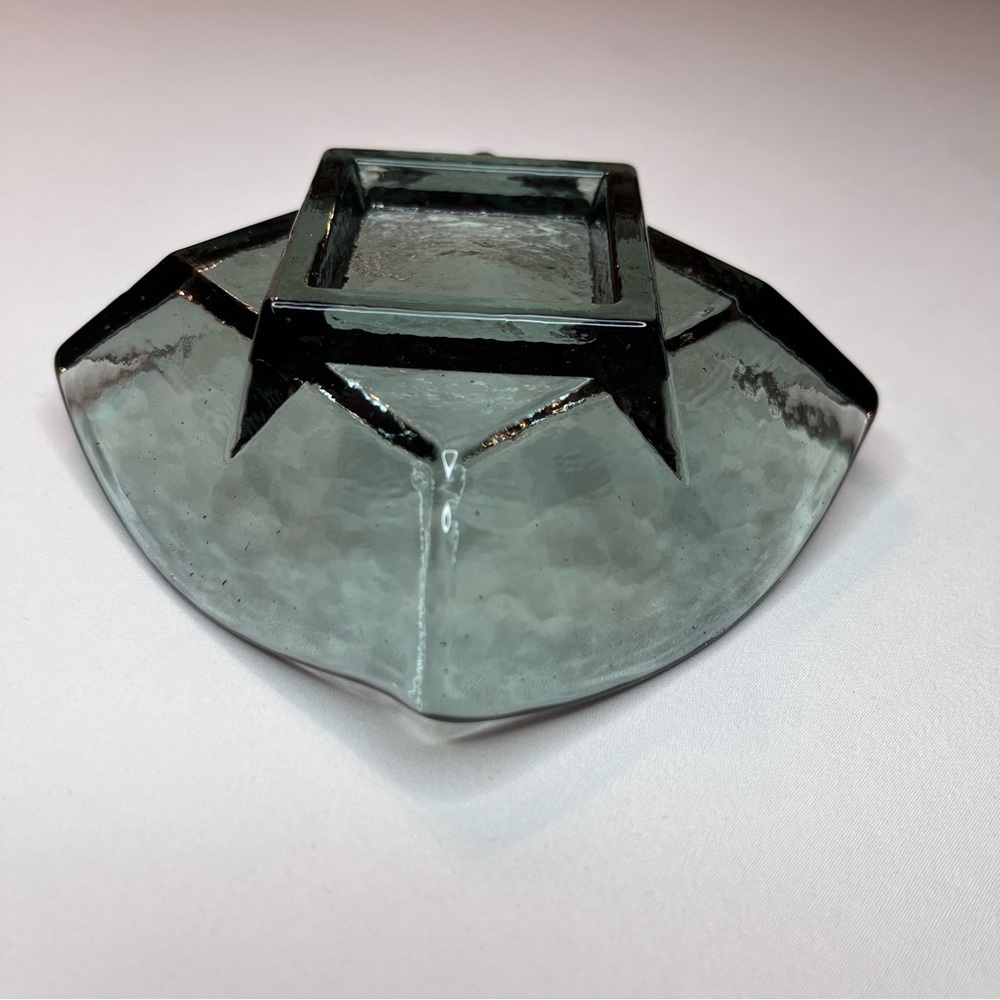 Authentic Fire & Light Recycled Glass Art Jewelry Cache Tray Dish Twilight 4”x4” - Picture 10 of 10